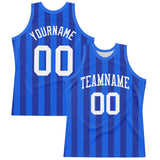 Custom Royal White Line Round Neck Sublimation Basketball Suit Jersey