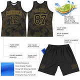 Custom Black Old Gold Curve Lines Round Neck Sublimation Basketball Suit Jersey