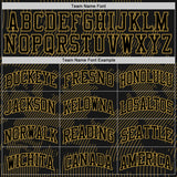 Custom Black Old Gold Curve Lines Round Neck Sublimation Basketball Suit Jersey