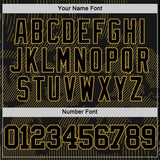 Custom Black Old Gold Curve Lines Round Neck Sublimation Basketball Suit Jersey