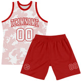 Custom White Red Curve Lines Round Neck Sublimation Basketball Suit Jersey
