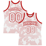 Custom White Red Curve Lines Round Neck Sublimation Basketball Suit Jersey