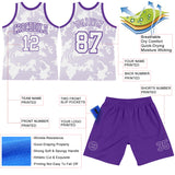 Custom White Purple Curve Lines Round Neck Sublimation Basketball Suit Jersey