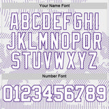 Custom White Purple Curve Lines Round Neck Sublimation Basketball Suit Jersey