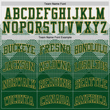 Custom White Green-Old Gold Gradient Square Shapes Round Neck Sublimation Basketball Suit Jersey