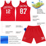 Custom Red White Geometric Shape Round Neck Sublimation Basketball Suit Jersey