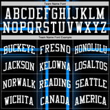 Custom Black White-Light Blue Line Round Neck Sublimation Basketball Suit Jersey