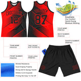 Custom Red Black Line Round Neck Sublimation Basketball Suit Jersey