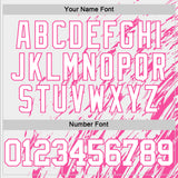 Custom White Pink Splash Round Neck Sublimation Basketball Suit Jersey