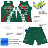 Custom Green Red-White Splash Round Neck Sublimation Basketball Suit Jersey
