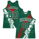 Custom Green Red-White Splash Round Neck Sublimation Basketball Suit Jersey
