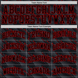 Custom Black Red Slant Lines Round Neck Sublimation Basketball Suit Jersey