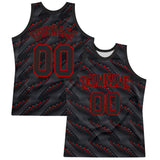 Custom Black Red Slant Lines Round Neck Sublimation Basketball Suit Jersey