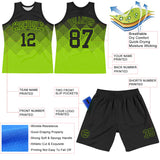 Custom Black Neon Green Gradient Square Shapes Round Neck Sublimation Basketball Suit Jersey