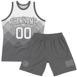 Custom White Steel Gray Gradient Square Shapes Round Neck Sublimation Basketball Suit Jersey