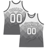 Custom White Steel Gray Gradient Square Shapes Round Neck Sublimation Basketball Suit Jersey