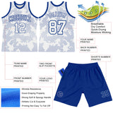 Custom White Royal Curve Lines Round Neck Sublimation Basketball Suit Jersey