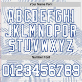 Custom White Royal Curve Lines Round Neck Sublimation Basketball Suit Jersey