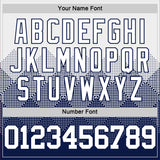 Custom White Navy Gradient Square Shapes Round Neck Sublimation Basketball Suit Jersey