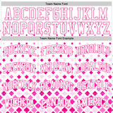 Custom White Pink Gradient Square Shapes Round Neck Sublimation Basketball Suit Jersey