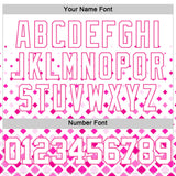 Custom White Pink Gradient Square Shapes Round Neck Sublimation Basketball Suit Jersey