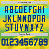 Custom Gold Royal-Light Blue Line Round Neck Sublimation Basketball Suit Jersey