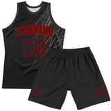 Custom Black Red Line Round Neck Sublimation Basketball Suit Jersey