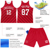 Custom Red White Line Round Neck Sublimation Basketball Suit Jersey