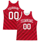 Custom Red White Line Round Neck Sublimation Basketball Suit Jersey