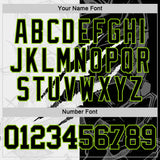 Custom Graffiti Pattern Black White-Neon Green Scratch Round Neck Sublimation Basketball Suit Jersey