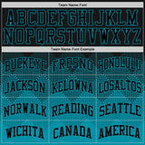 Custom Black Teal Gradient Square Shapes Round Neck Sublimation Basketball Suit Jersey