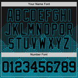 Custom Black Teal Gradient Square Shapes Round Neck Sublimation Basketball Suit Jersey