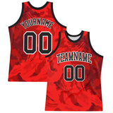 Custom Red Black-White Splash Round Neck Sublimation Basketball Suit Jersey