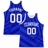 Custom Royal White-Navy Line Round Neck Sublimation Basketball Suit Jersey