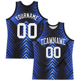 Custom Black White-Royal Arrow Shape Round Neck Sublimation Basketball Suit Jersey