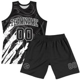 Custom Black White Splash Round Neck Sublimation Basketball Suit Jersey