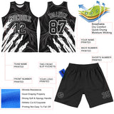 Custom Black White Splash Round Neck Sublimation Basketball Suit Jersey