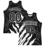 Custom Black White Splash Round Neck Sublimation Basketball Suit Jersey