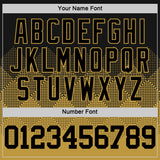 Custom Black Old Gold Gradient Square Shapes Round Neck Sublimation Basketball Suit Jersey