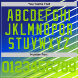 Custom Royal Neon Green-White Line Round Neck Sublimation Basketball Suit Jersey