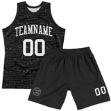 Custom Black White Fragment Art Round Neck Sublimation Basketball Suit Jersey