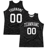 Custom Black White Fragment Art Round Neck Sublimation Basketball Suit Jersey