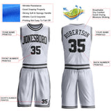Custom White Black-Gray Round Neck Suit Basketball Jersey