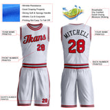 Custom White Red-Black Round Neck Suit Basketball Jersey