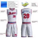 Custom White Red-Royal Round Neck Suit Basketball Jersey