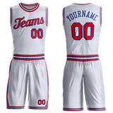 Custom White Red-Royal Round Neck Suit Basketball Jersey