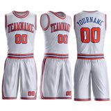 Custom White Orange-Royal Round Neck Suit Basketball Jersey