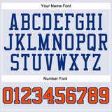 Custom White Orange-Royal Round Neck Suit Basketball Jersey