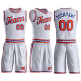 Custom White Orange-Royal Round Neck Suit Basketball Jersey