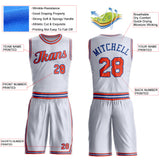 Custom White Orange-Royal Round Neck Suit Basketball Jersey